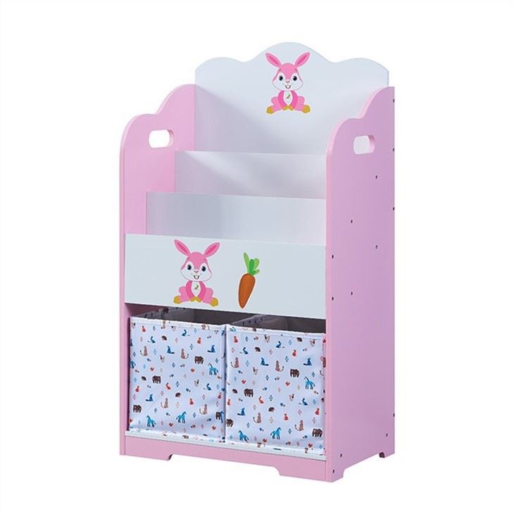 2 Drawers Pink Three layer kids bookshelf (2)