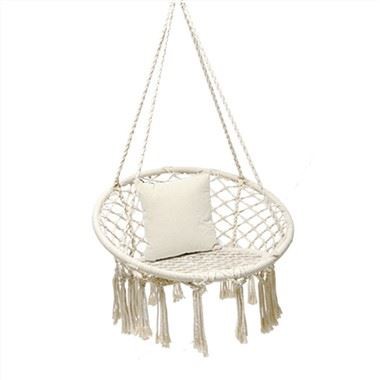 Valkoinen pyöreä leirintäriippumatto